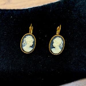 Black, white, gold Curio hoop earrings. Gift, never worn.